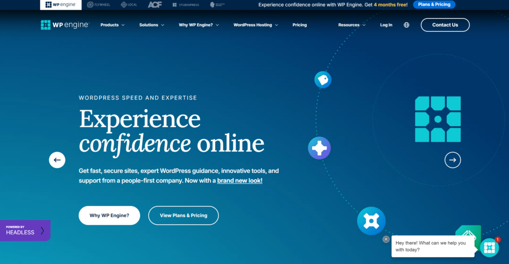 WP Engine homepage slide promoting the Confidence Online idea.